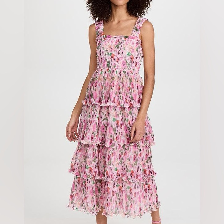 Ganni Georgette Tiered Maxi Dress